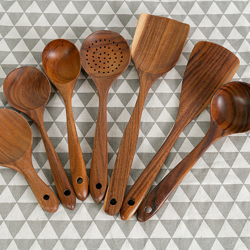 Natural Teak Cooking Utensil Bundle – Non-Stick Safe