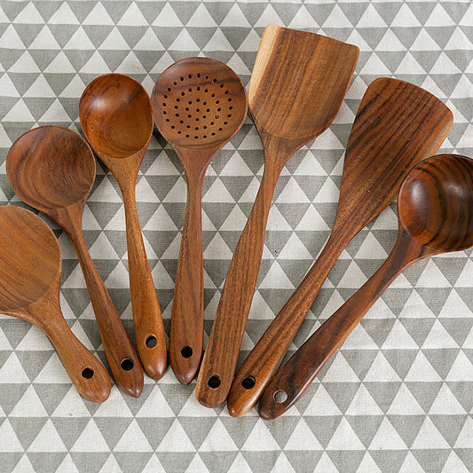 Natural Teak Cooking Utensil Bundle – Non-Stick Safe